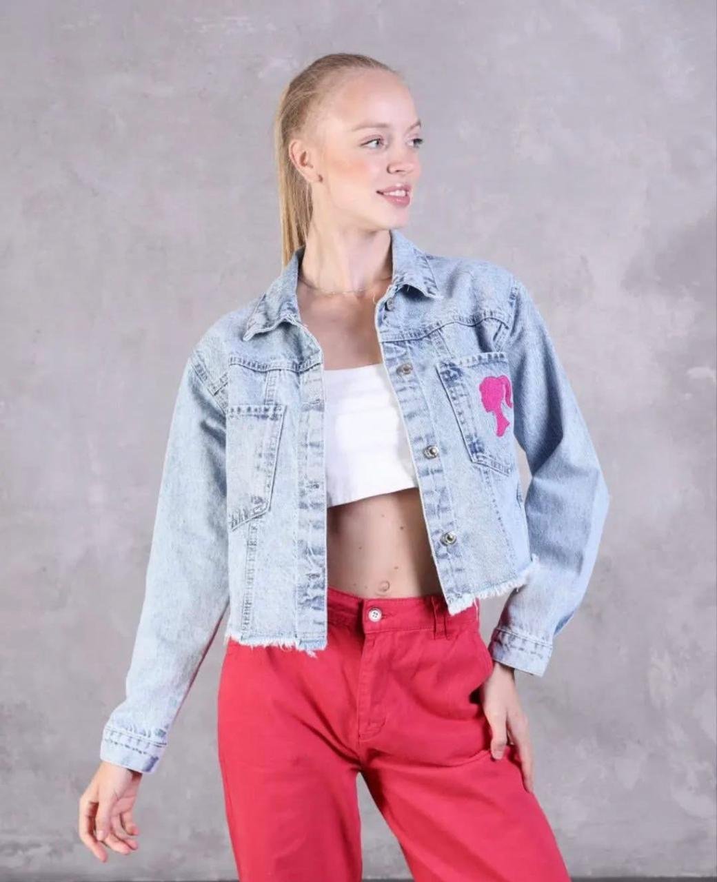 Washed Denim Crop Jacket - 1